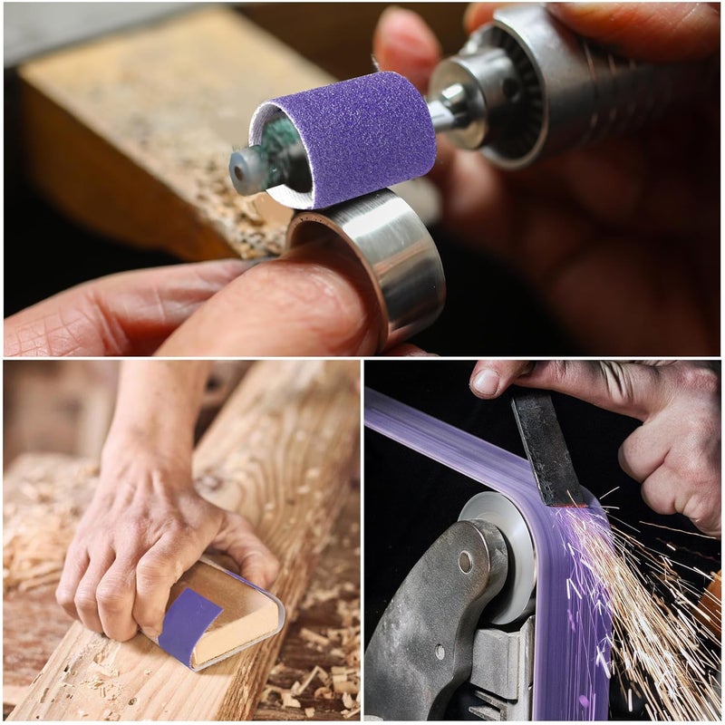 Alytree 5 Grits Emery Cloth Roll with Dispenser, 150 240 320 400 600 Grits Abrasive Sand Paper for Metal and Wood Furniture - 6M Purple Sandpaper Rolls - Image 5